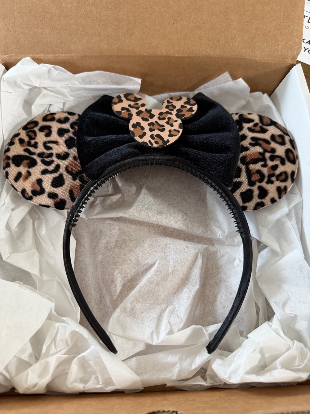 Leopard Print Kids Ears Headband with Black Bow
